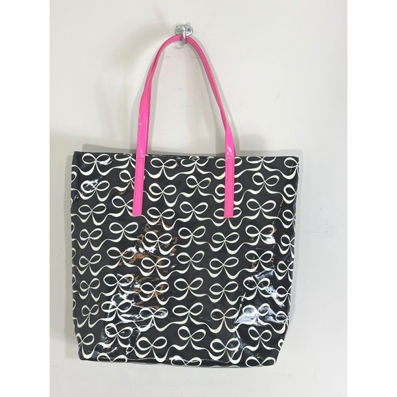 kate spade Handbags - Kate Spade Bon Shopper Tote Bag Black White Bow Print Pink Handles WKRU3238